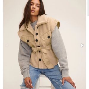 FRANKIE SHERPA COATED CANVAS VEST